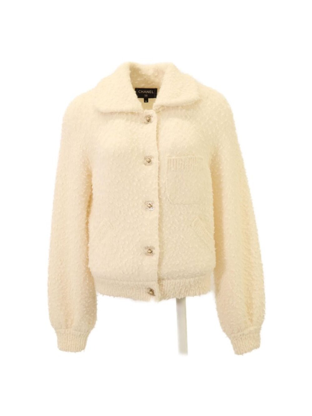 Chanel CC Logo Turnlock Alpaca Knit Jacket 34